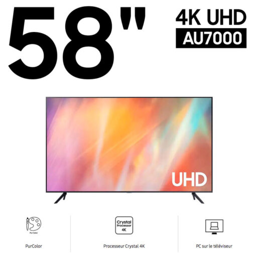 Téléviseur Samsung AU7000 intelligent 4K UHD 58" (UA58AU7000UXMV)