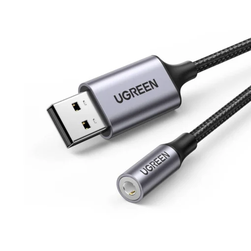 Audio Adapter UGREEN CM477, USB to Mini Jack 3.5mm AUX (grey)