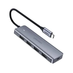 Ugreen HUB USB Type C splitter - 4x USB 3.2 Gen 1 with USB Type C power port gray (CM219 70336)