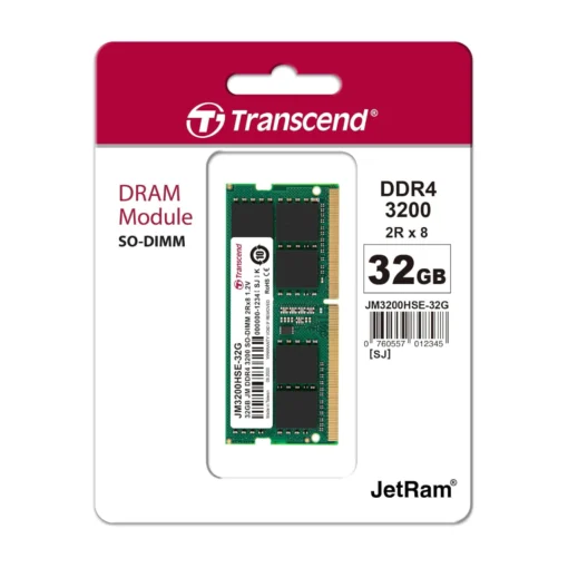 Transcend DDR4 DRAM Module (JetRam) SO DIMM 3200 Mbps 2Gx8 32GB (JM3200HSE-32G)