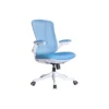 Chaise Bureau Résille Bleue & Tissu Bleu – Accoudoirs Rabattables Blanc (GB-21W)