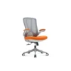 Chaise Bureau Résille Grise & Tissu Orange – Accoudoirs Rabattables Gris (GB-21G)