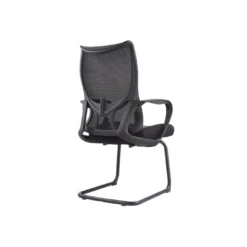 Alternative view of Chaise Visiteur Résille Tissu Noir – Piètement Luge (GA-32C-P)