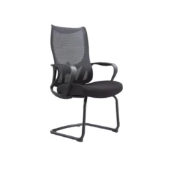 Chaise Visiteur Résille Tissu Noir – Piètement Luge (GA-32C-P)