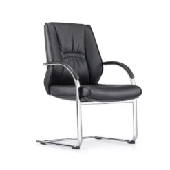 Chaise Visiteur Simili Cuir PU – Luge Chromée Noir (GC-2820S)