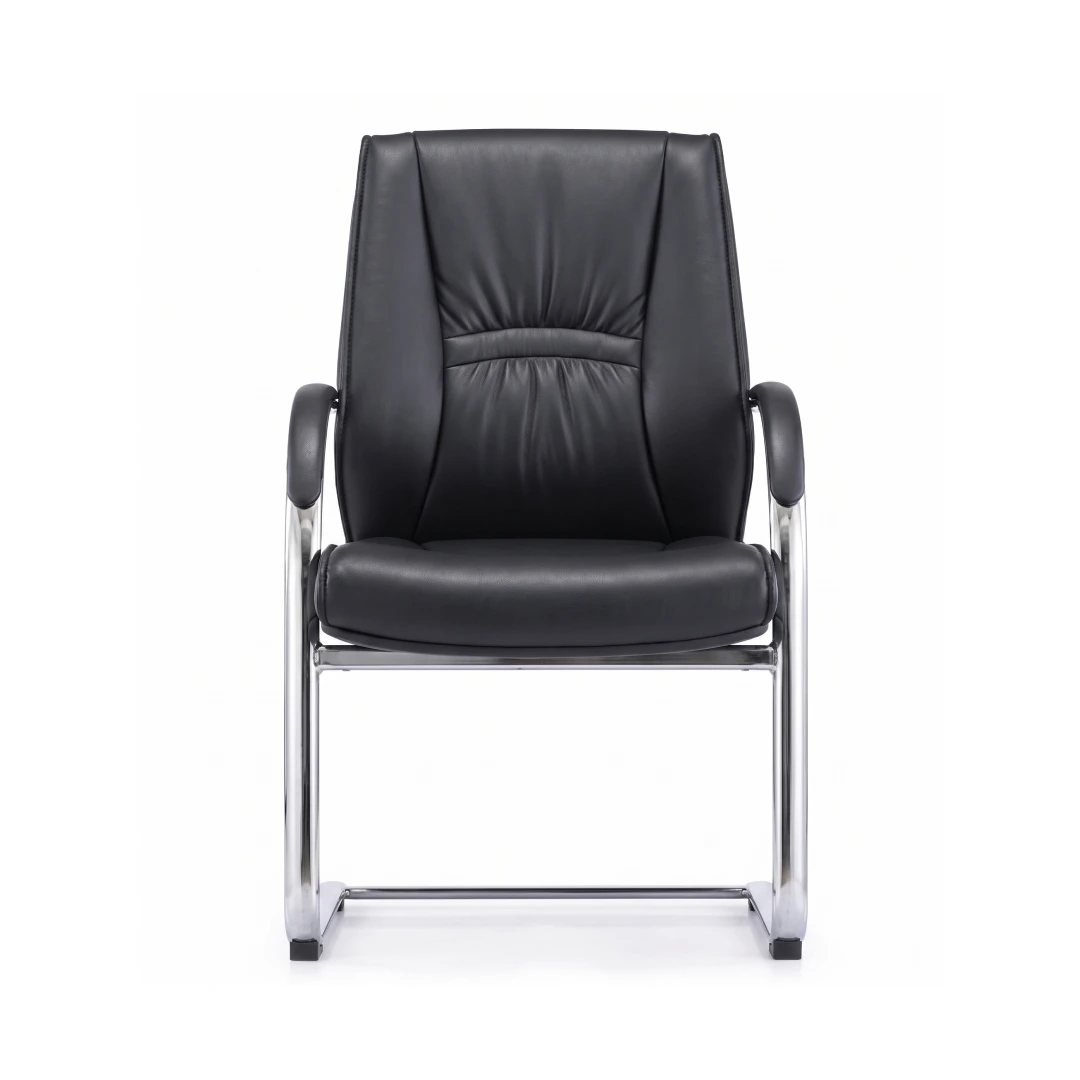 Chaise Visiteur Simili Cuir PU – Luge Chromée Noir (GC-2820S) – Image 2