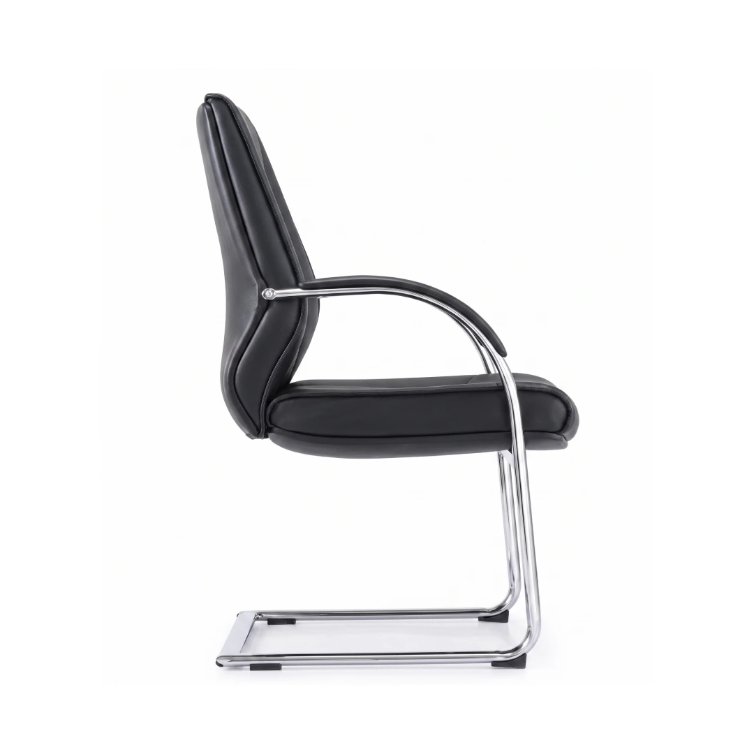 Chaise Visiteur Simili Cuir PU – Luge Chromée Noir (GC-2820S) – Image 3