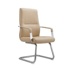 Chaise Visiteur Simili Cuir – Mécanisme Avion – Luge Chromée – Beige (GC-2819S)