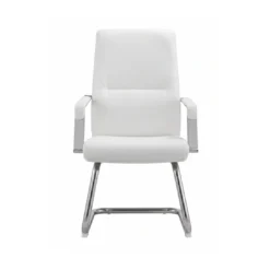 Alternative view of Chaise Visiteur Simili Cuir – Mécanisme Avion – Luge Chromée – Blanc (GC-2819S)