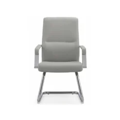 Alternative view of Chaise Visiteur Simili Cuir – Mécanisme Avion – Luge Chromée – Gris (GC-2819S)