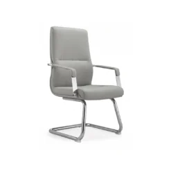 Chaise Visiteur Simili Cuir – Mécanisme Avion – Luge Chromée – Gris (GC-2819S)
