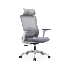 Fauteuil Directorial Résille PA+Verre – Appuie-Tête + Lombaire – Gris (GB-35A-2)