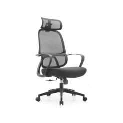 Fauteuil Directorial Résille avec Appuie-Tête – Cadre Noir (GA-823A-1)