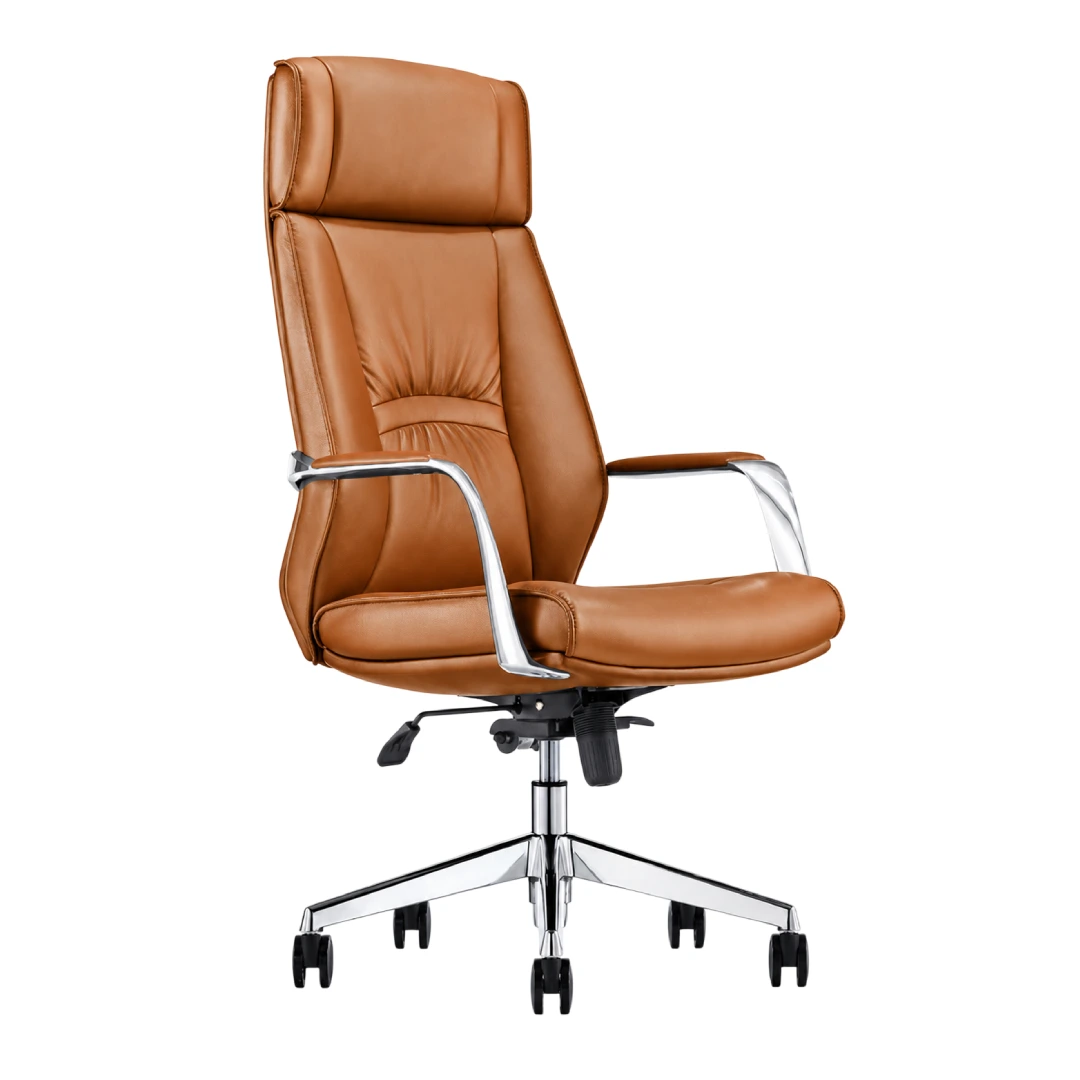 Fauteuil Directorial Simili Cuir Haut Dossier – Marron (GC-2820H)