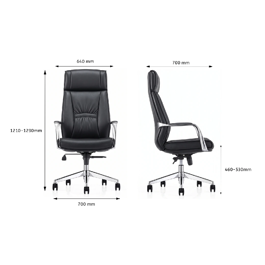 Fauteuil Directorial Simili Cuir Haut Dossier – Noir (GC-2820H) – Image 4