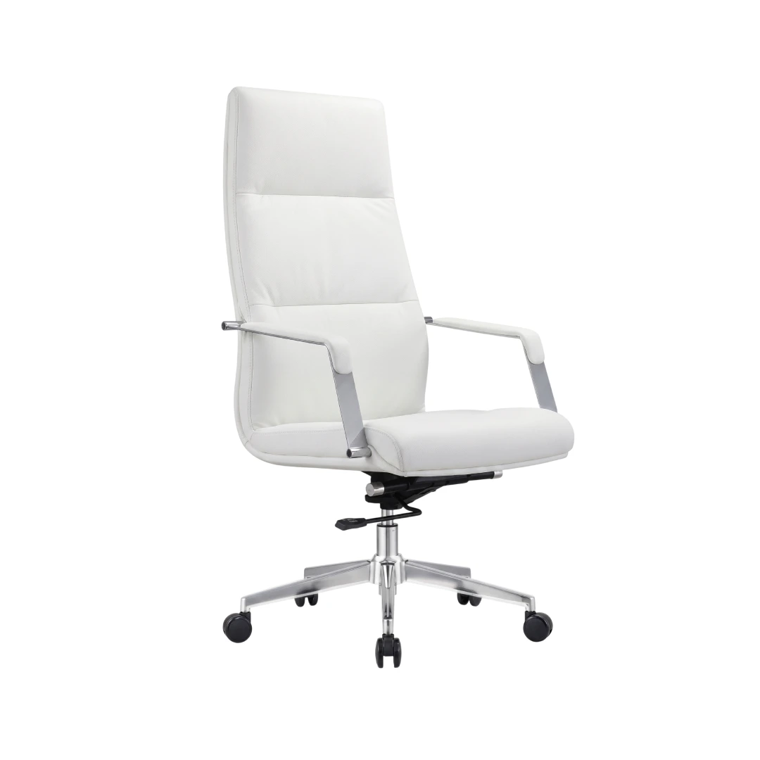 Fauteuil Directorial Simili Cuir – Mécanisme Avion – Blanc (GC-2819H)