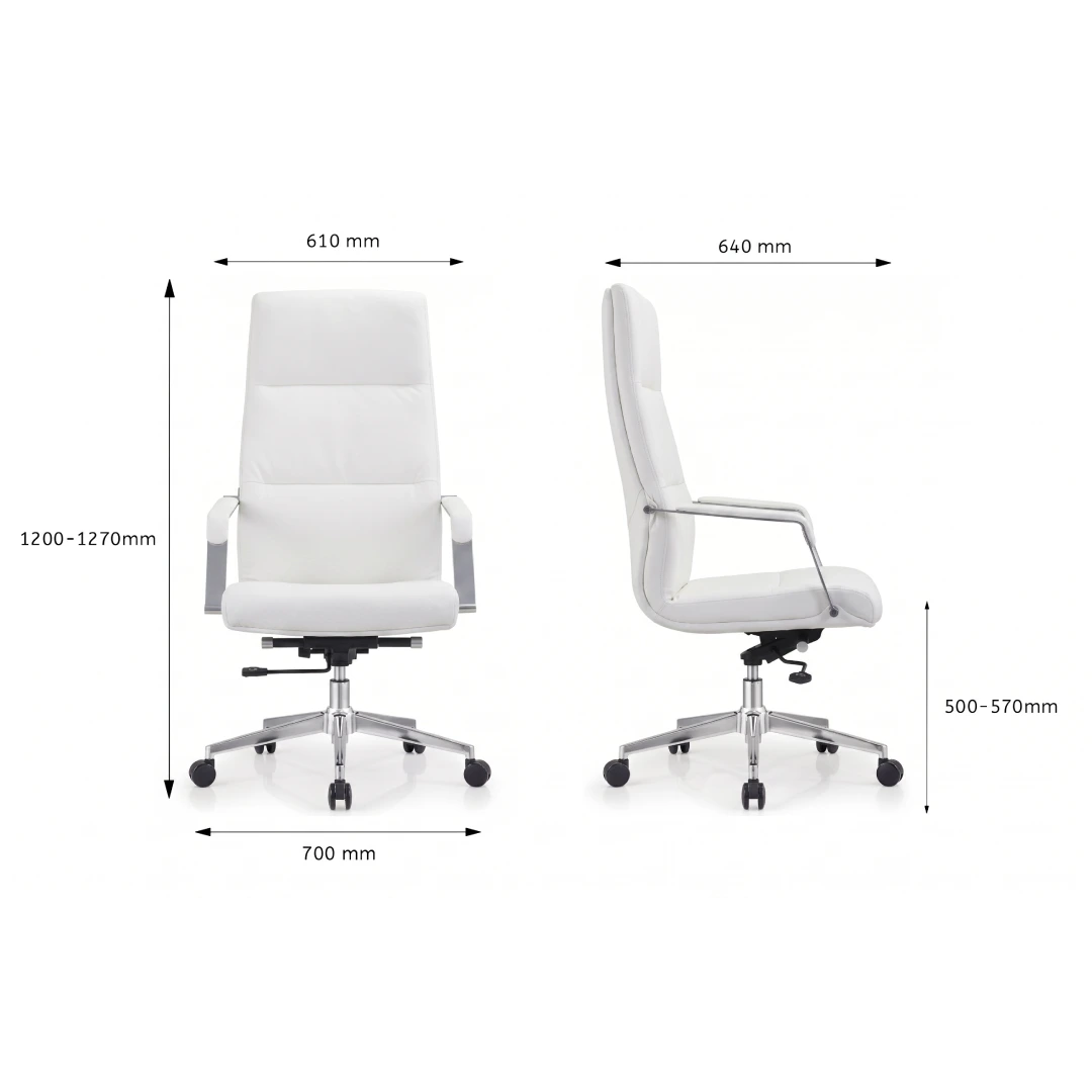 Fauteuil Directorial Simili Cuir – Mécanisme Avion – Blanc (GC-2819H) – Image 4