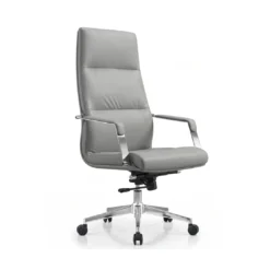 Fauteuil Directorial Simili Cuir – Mécanisme Avion – Gris (GC-2819H)