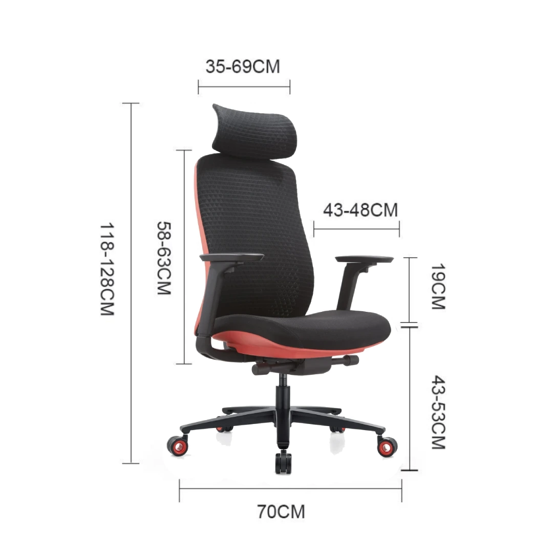 Fauteuil Ergonomique Premium Résille Luxe – Classe 4 – Bicolore Rouge/Noir (GD-Loke-RH) – Image 4