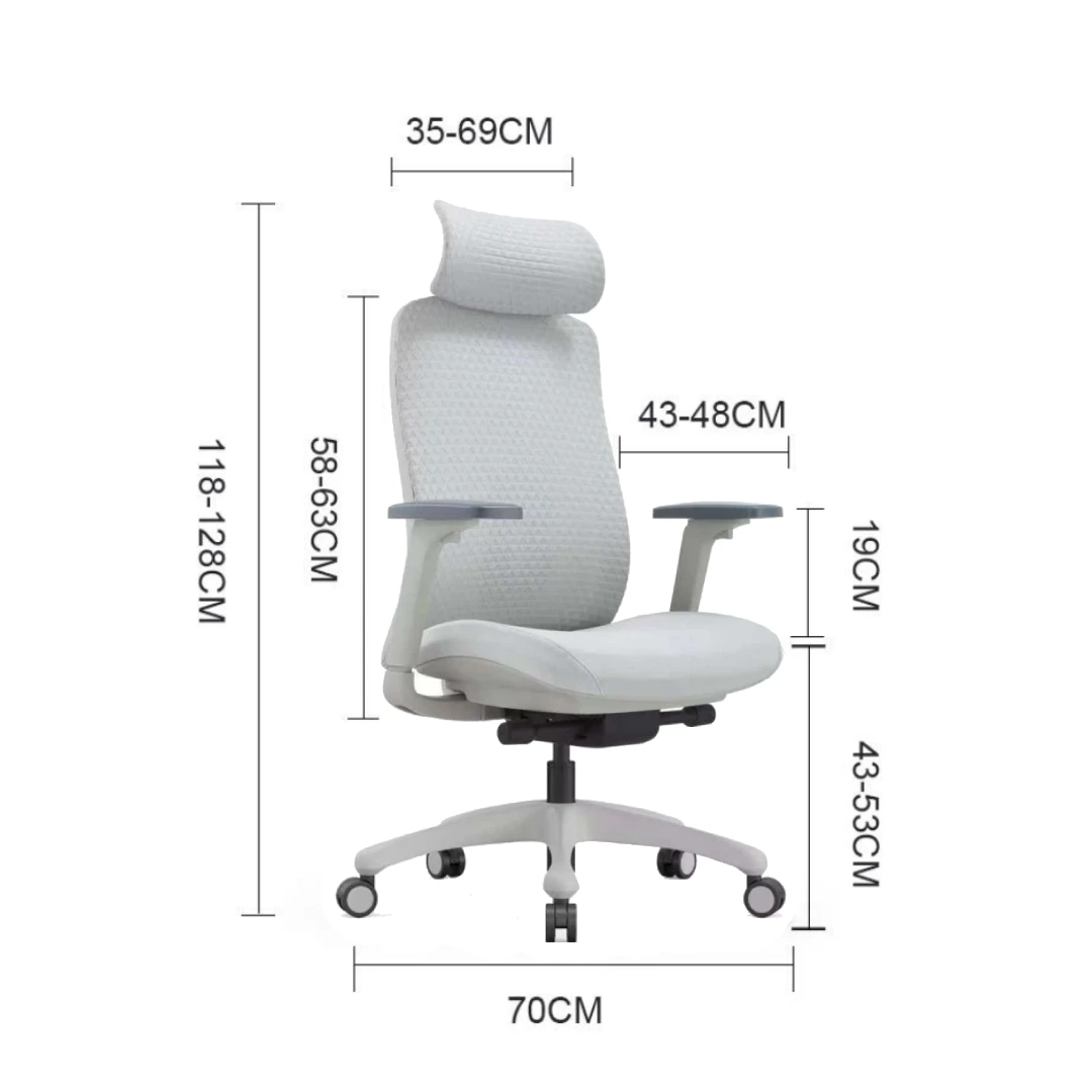 Fauteuil Ergonomique Premium Résille Luxe – Classe 4 – Full Grey (GD-Loke-GH) – Image 4